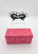 VTG Foster Grant Cat-Eye Eye Lash Sunglasses Wrap USA Black Lenses FG