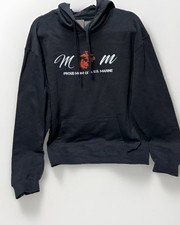 Proud Mom Of A U.S Marine XL Black Hoodie Women's USA Marine's Proud Mom New