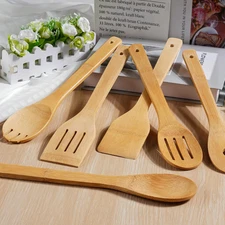 6 Pcs Bamboo Wooden Spoons for Cooking 12 In Non-Stick Wooden Kitchen Utensils