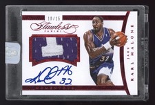 2014 Flawless Karl Malone Autographed Game Worn Jersey 10/15 Factory Sealed Auto