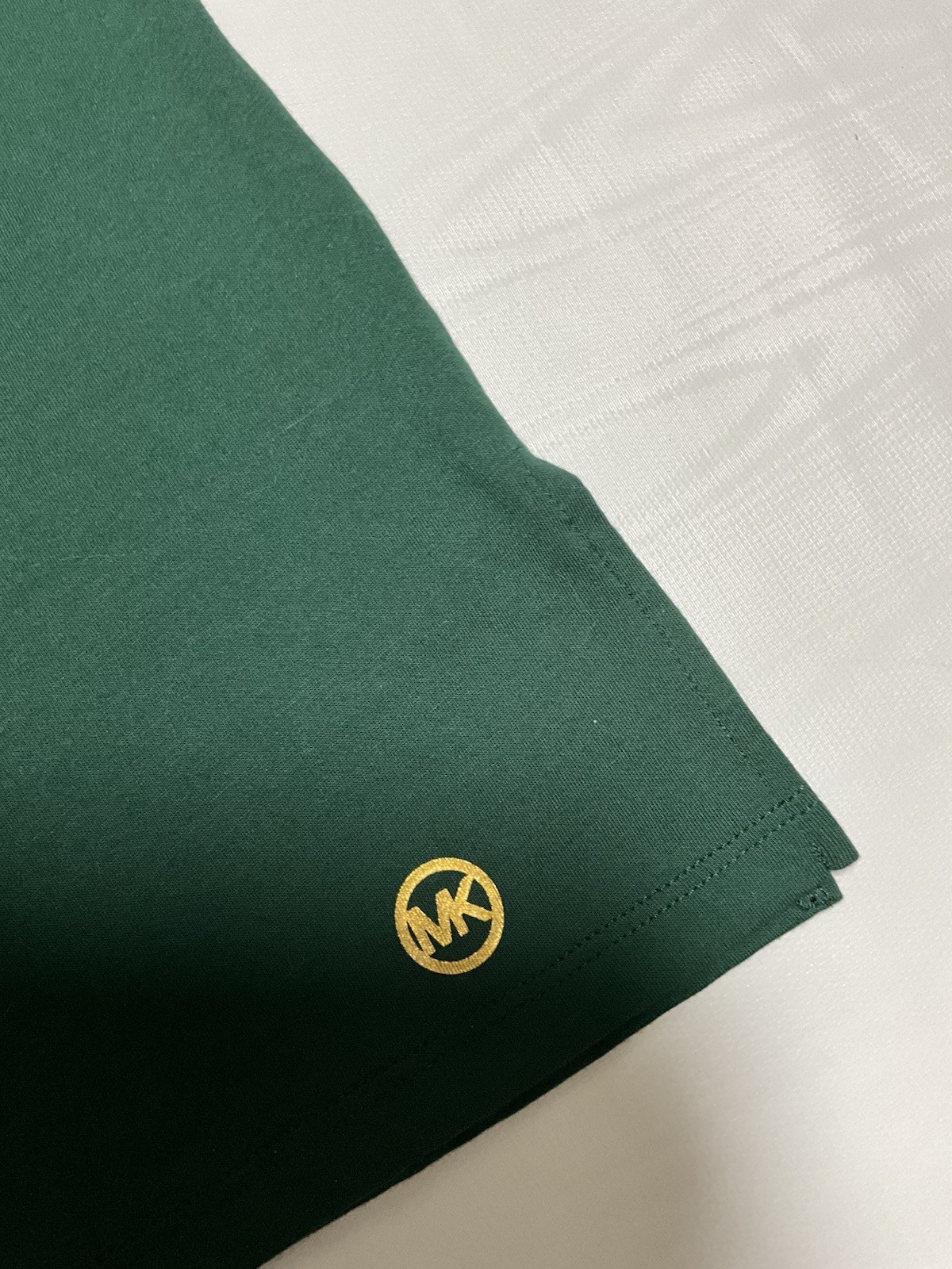 New Michael Kors Women’s Dark Emerald Gold Studded Logo T-Shirt Sz L thumbnail 4