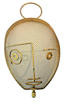 In the Style of FREDERIC WEINBERG Head Display Mannequin GOLD Metal Wire 60s MCM