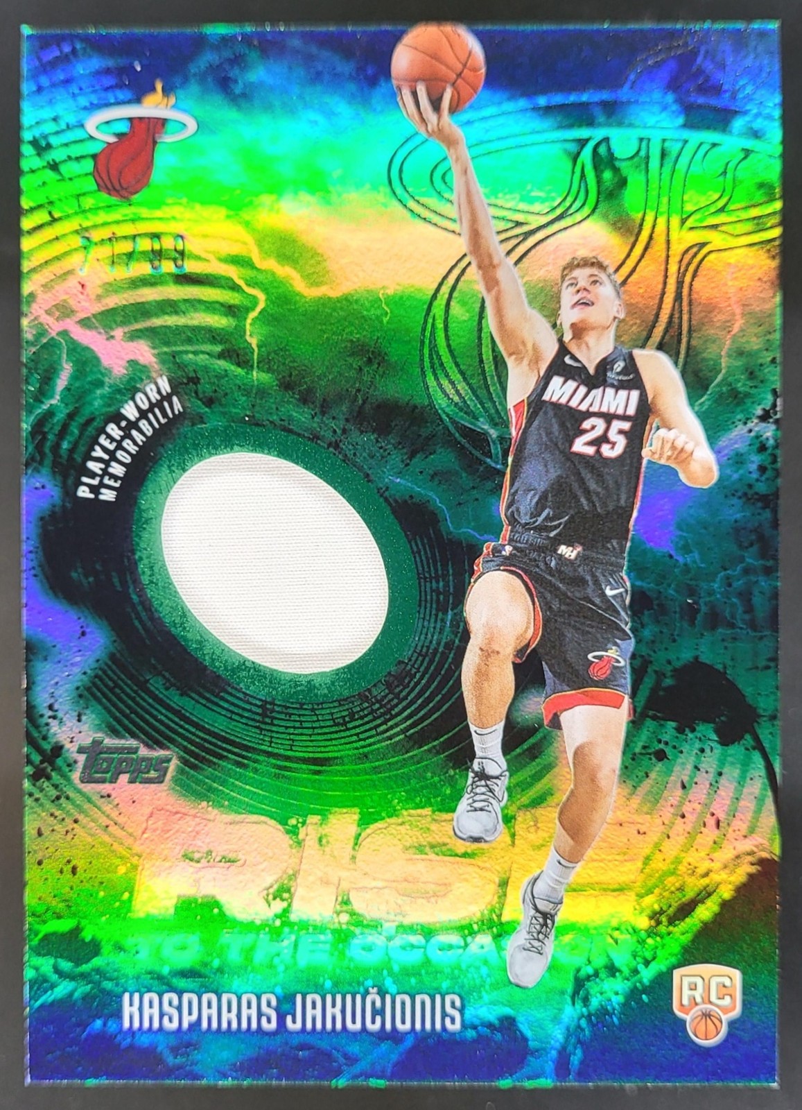 2025-26 Topps Kasparas Jakucionis Rise to the Occasion Relic Green /99 RC BW10