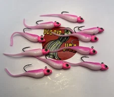 10 Pack 1/16 Oz  Pink And White Crappie Jig Crappie Lure . ( Cotton Candy)