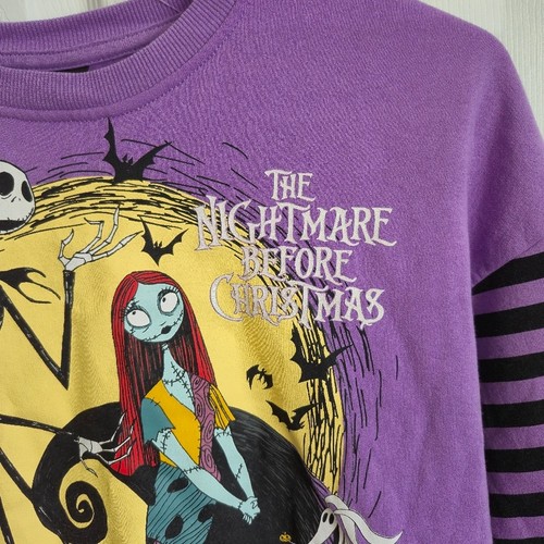 Disney Nightmare Before Christmas Skellington Halloween Purple Girls Sweatshirt - Picture 9 of 10