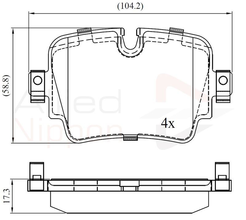 Brake Pad Set For Disc Rear Fits Jaguar F-Type XJ ALLIED NIPPON ADB02454