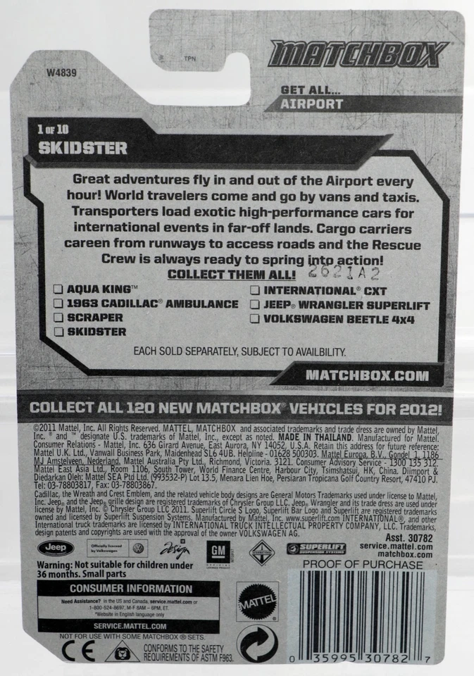 Matchbox Skidster Airport Series - W4839 Nunca Removido do Pacote 2011 Cinza 1:64 - Imagem 4 de 4