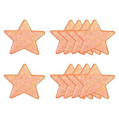 10 PCS Orange Sequin Star Iron Patches 5x4.7 Inch Glitter Shiny Applique