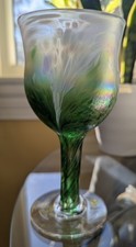 Ron Hinkle Signed Art Glass Wine Goblet 2007 Hand Blown Iridescent Studio Glass
