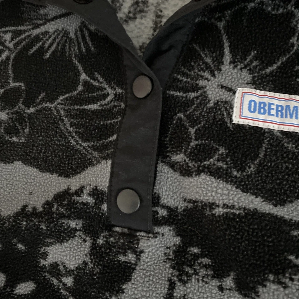 Pullover polar Obermeyer para mujer 1/4 botón a presión floral follaje mediano Foto 2 de 4