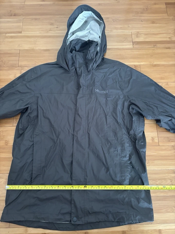 Marmot PreCip Hooded Rain Jacket Waterproof Windbreaker Men M Gray Nylon Outdoor - Image 2 of 4