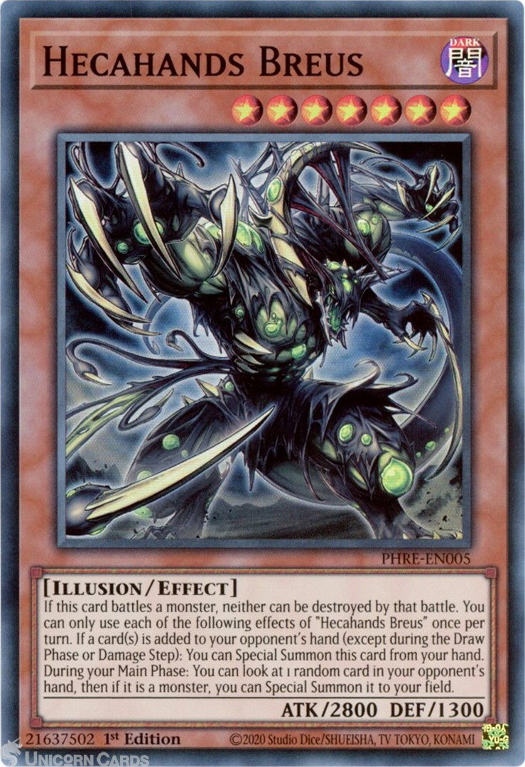PHRE-EN005 Hecahands Breus : Super Rare 1st Edition Mint YuGiOh Card