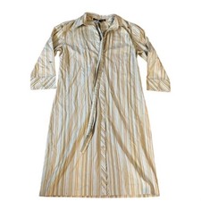 Ellen Tracy Striped Midi Button Down Dress Business Casual Work S/6 Preppy