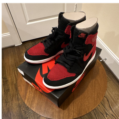 Nike Air Jordan 1 Retro OG Flyknit High Bred Black/Red 919704-001 US11 USED