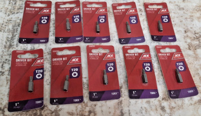 Lot of 10 Ace 2058261 T20 Torx 1'' Driver Bits 1/4'' Hex NOS New