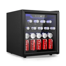 48 Can Beverage Refrigerator cooler-Mini Fridge Glass Door for Beer Drinks Wi...