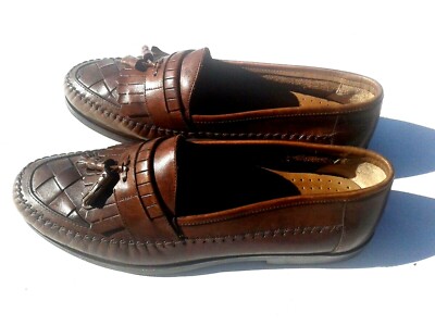 EARTH SHOE DALE II  Woven Leather Tassel Loafer Brown Made in Brazil Size 11 EARTH SHOE DALE II Woven Leather Tassel Loafer Brown Made in  main image 4