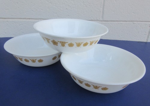 3 Vtg CORELLE LIVINGWARE BUTTERFLY GOLD Coupe Soup/Cereal Bowls White Gold 18 oz - Picture 10 of 12