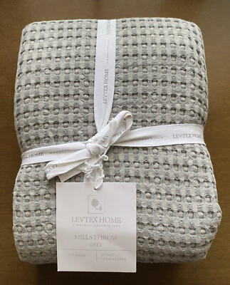 New! Mills Waffle Quilted Throw - Levtex Home Gray 50x60
