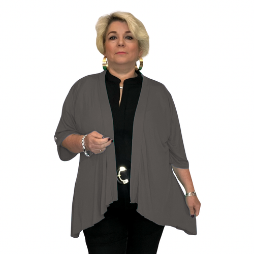 ROCKTHOSECURVES WOMENS JACKET ROLL SLEEVE CARDIGAN WATERFALL LOOSE FIT PLUS SIZE - Picture 8 of 67