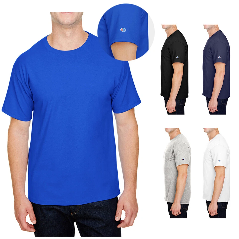 Camiseta Champion masculina gola redonda manga curta anel premium fiado clássico CP10