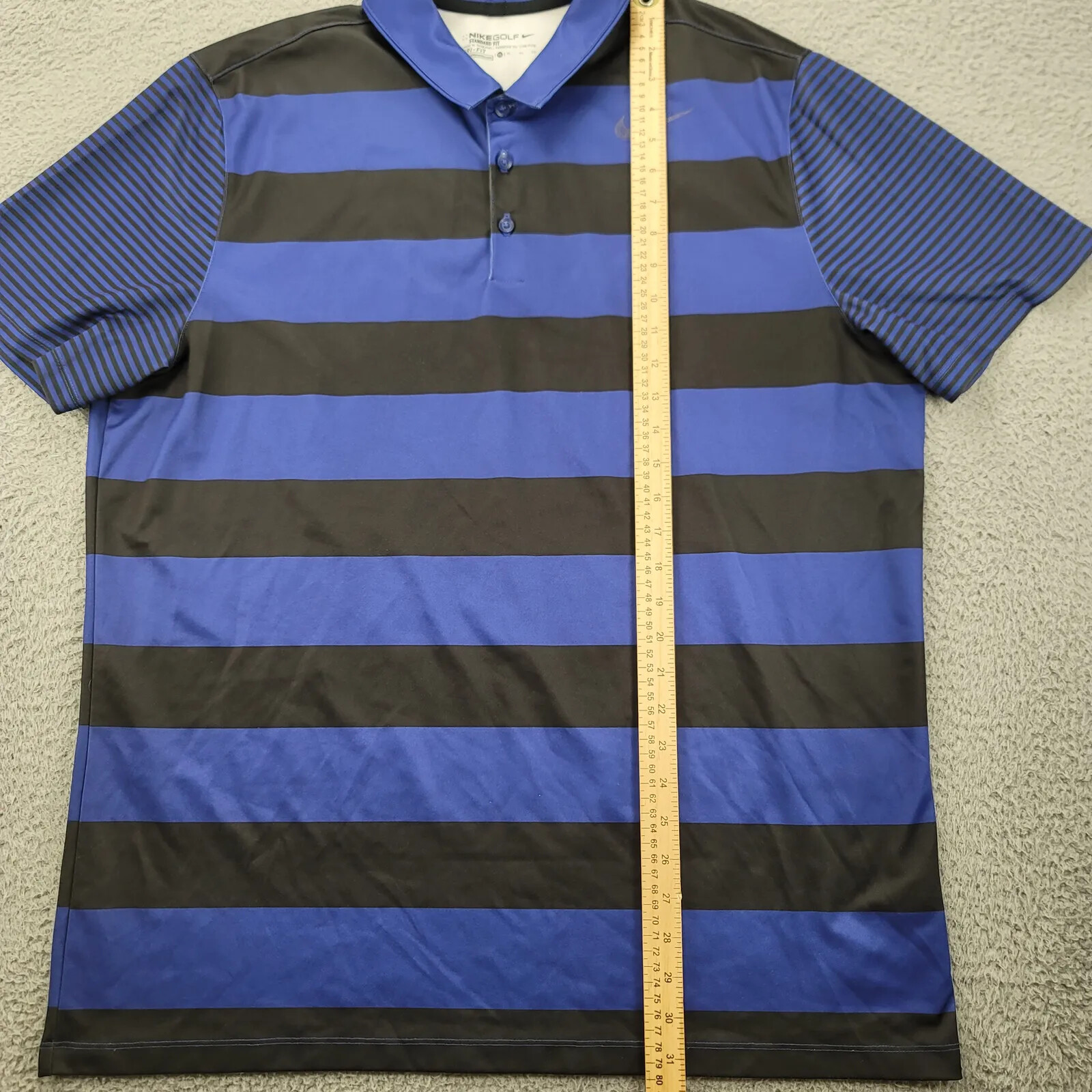 Nike golf Shirt Mens XL Blue Striped Polo Outdoors Casual Swoosh Stardard Fit thumbnail 7