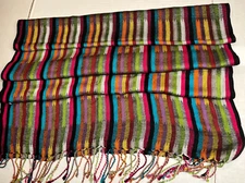 100% Pashmina Wool Reversible Scarf w/Fringe 23" X 69" by AMTAL
