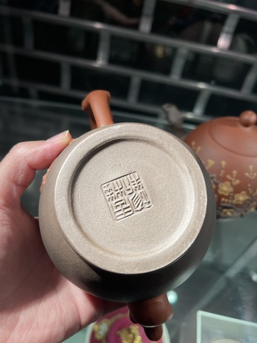 Chinesische Zisha Purpurroter- Sand mini Teekännchen handbemalt - Bild 4 von 4