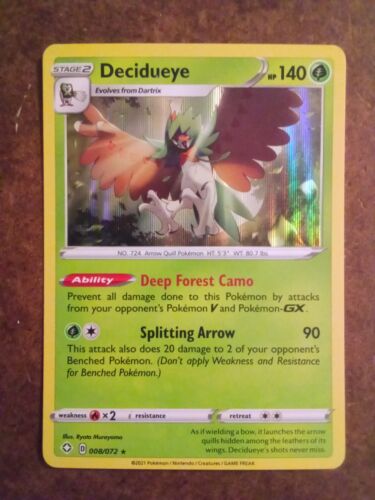 Carte Pokémon rare Decidueye 008/072 Holo Stage 2 - Photo 1/2