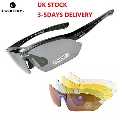 ROCKBROS Polarized Sports Sunglasses UV Protection Cycling Glasses White Grey