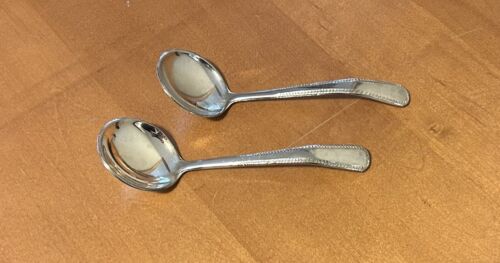 2 X Vintage Zinc Silver Plate Italy Sugar Spoons - Picture 1 of 3