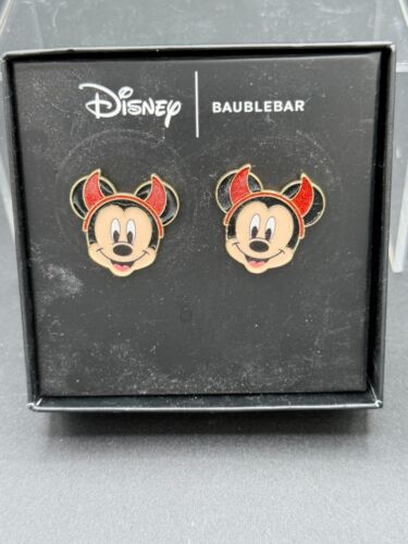 NIB Disney X Baublebar Mickey Mouse Devil Horns Pierced Earrings Halloween Fall