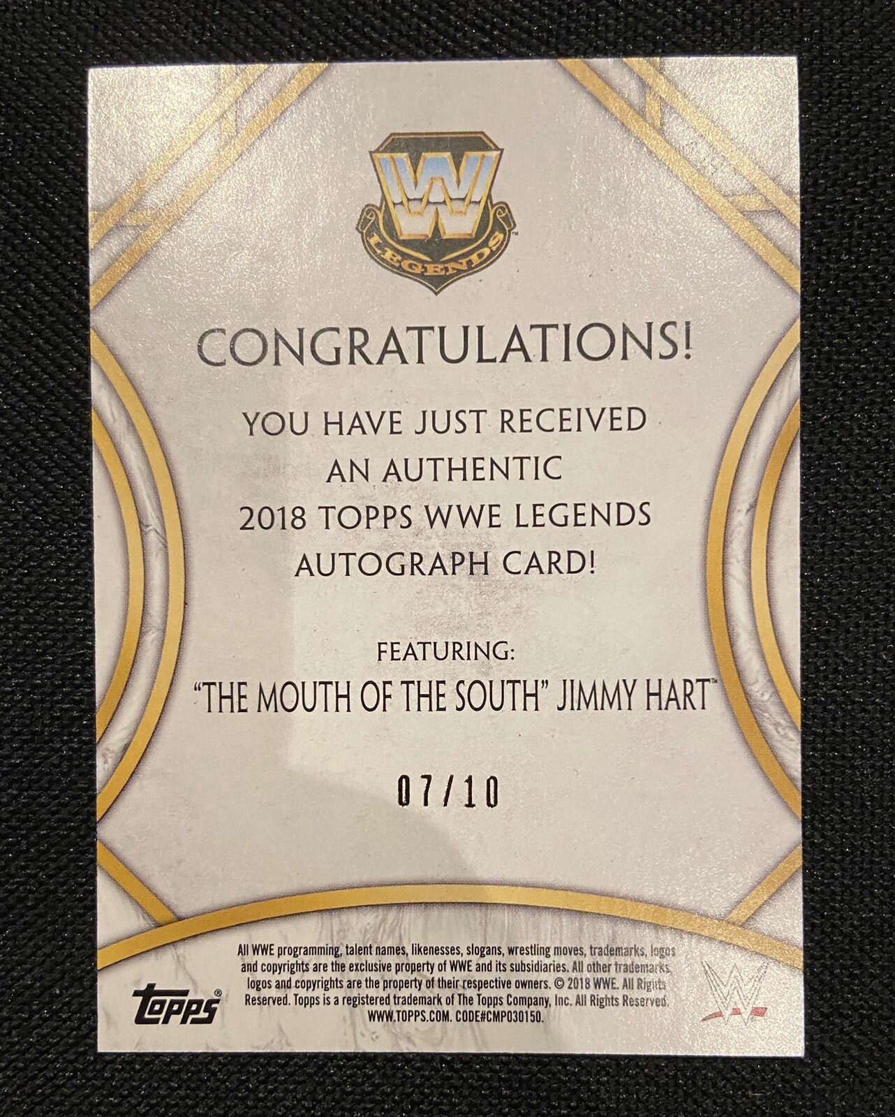 2018 Topps Legends GOLD JIMMY HART AUTO /10 WWE WWF Autograph SP Mouth South