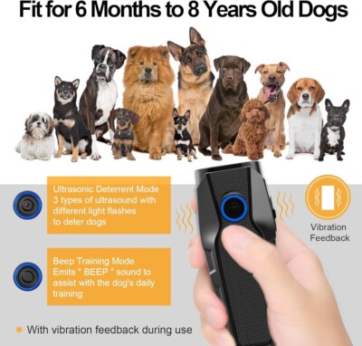 TOKEGO Dog Barking Control Devices, Dual Sensor Ultrasonic Dog Barking Black