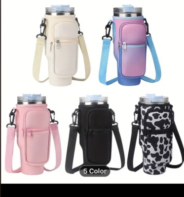 Water Bottle Carrier Bag w/Pocket for Stanley 40oz Tumbler Insulated Sleeve Case