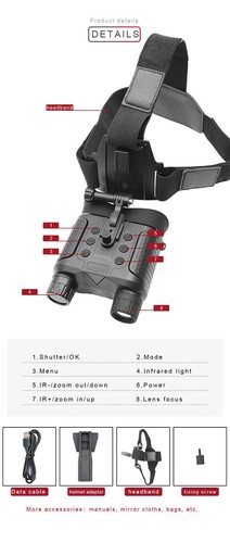 Head Mount IR Night Vision Binoculars 850nm Hunting Goggles 3D FHD Digital Video - Picture 8 of 12