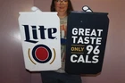 Vintage Miller Lite Beer Great Taste Bar Tavern 28" Embossed Metal Sign