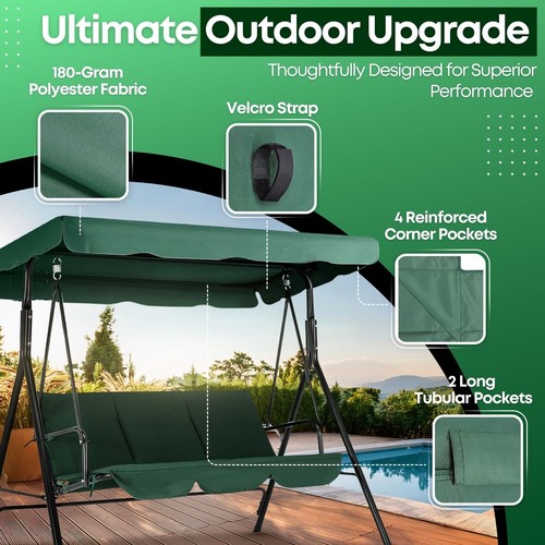 Veranda Schaukel Überdachung Ersatz Terrasse Schaukel Abdeckung, grün 66" x 45" - Bild 5 von 7