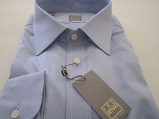  225 NWT GOLD LABEL Ike Behar New York Solid Blue Dress Shirt 16 LS 32-33 USA