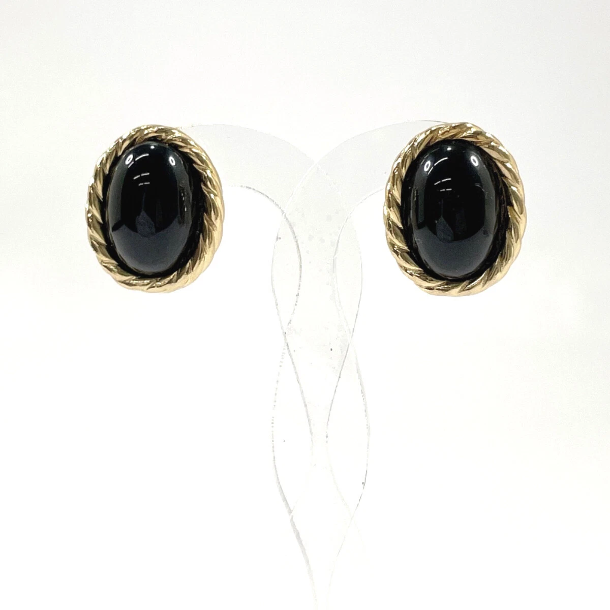 Boucles d'oreilles Christian Dior vintage métal or/noir femmes accessoires bijoux