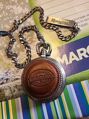 REMINGTON Quartz Pocket Watch With Leather Detail On Case And 17