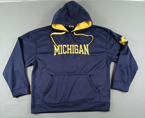 Michigan Wolverines Hoodie Sweatshirt Mens XL Blue Pullover Knights Apparel Logo