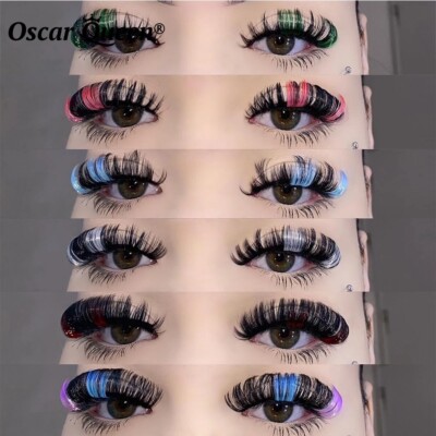 DD Curl Russian Strip Colored Lashes 3D Reusable Eyelashes Natural Faux Mink