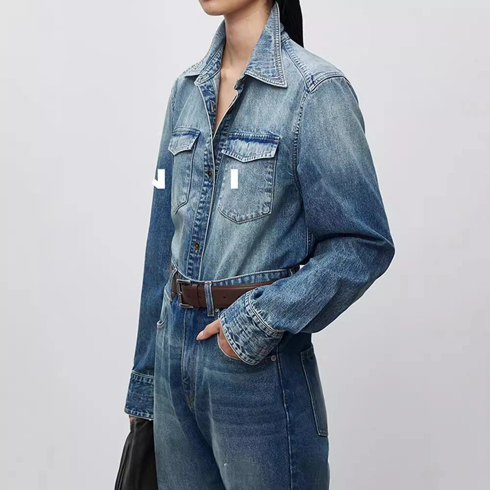 Camisa antigua retro calce ajustado manga larga cuello redondo primavera THE ROW para mujer Foto 2 de 4