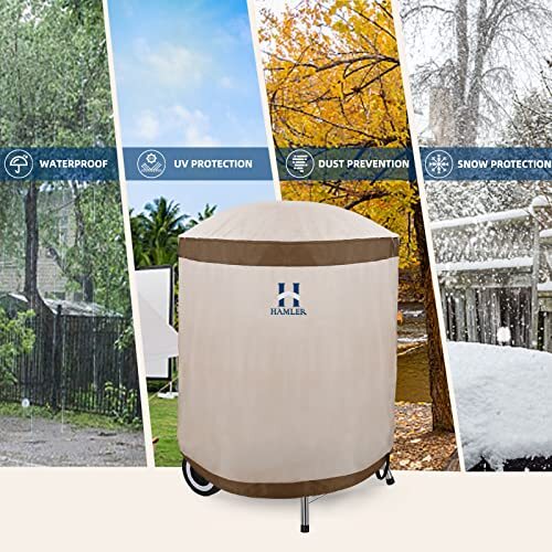 Round Barbecue Cover 22 Inch Small Smoker Cover Heavy Duty Waterproof Outdoor Gr - Picture 6 of 7