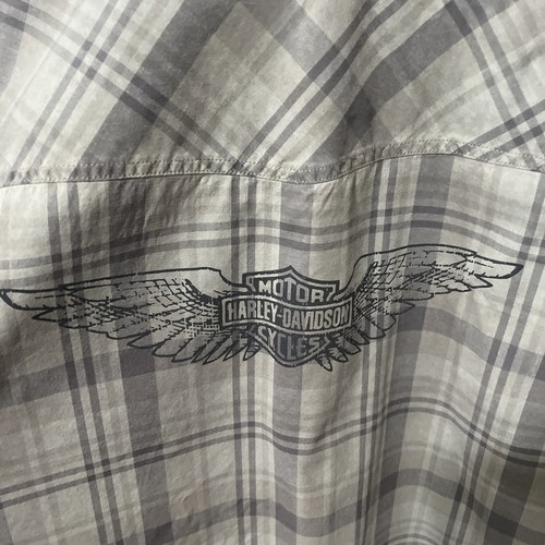 HARLEY DAVISON KARIERTES GRAUES TWILL GROSSE STICKEREI LOGO BUTTON DOWN HEMD 2XL XXL - Bild 7 von 14