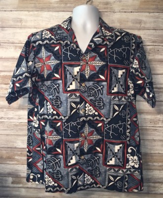 RJC Mens Graphic Multi Color Aloha Hawaiian Shirt Size L