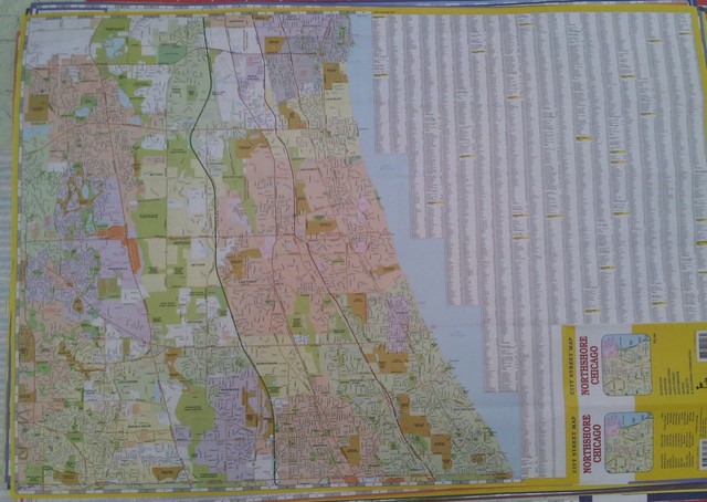 North Shore Chicago 27 x 39 Laminated Wall Map (G) | eBay
