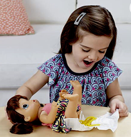 Baby Alive Snacking Noodles Brunette Doll, 20 Sounds Or Phrases, Eats/Poops
