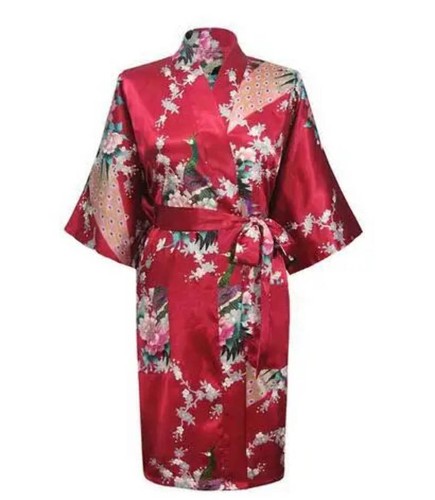 Satin Silk Bridesmaid Robe – Elegant Crane Print Kimono - Picture 105 of 108